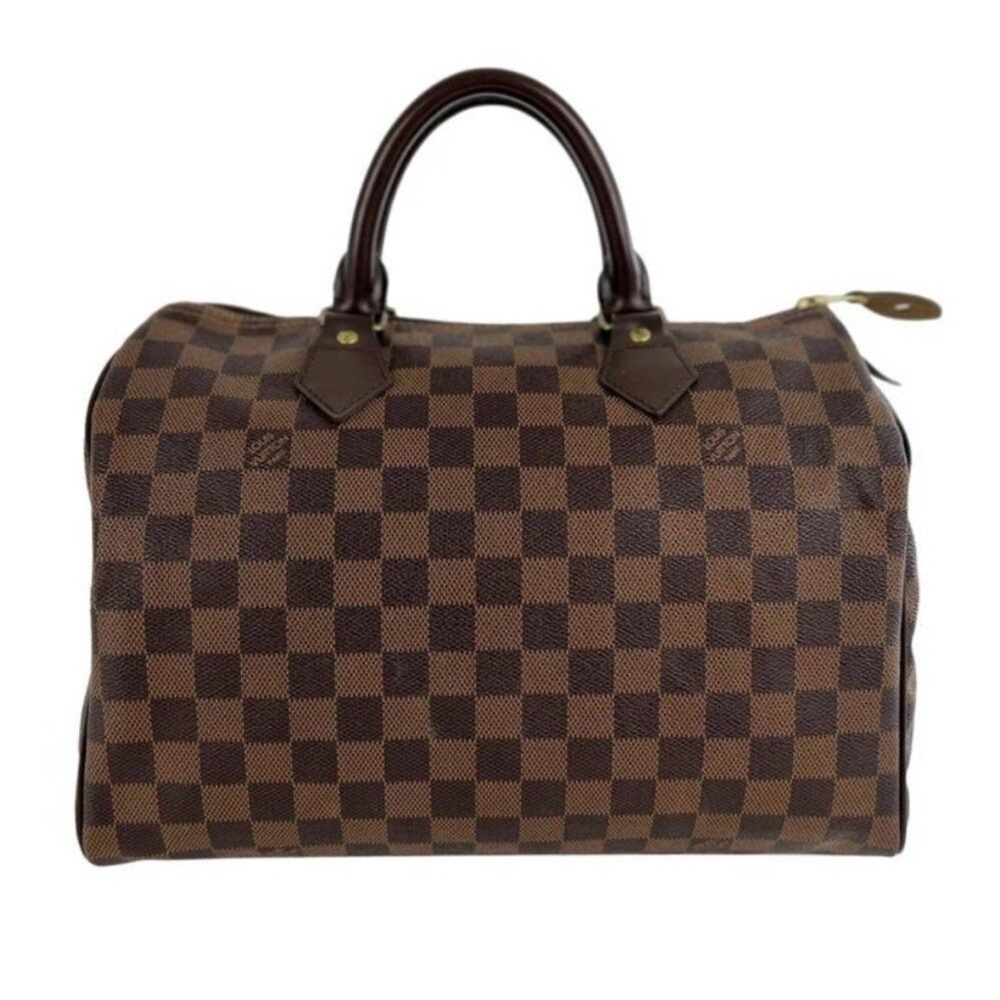 Brown Checkered Louis Vuitton Speedy 30 Satchel Handbag